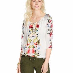 WHBM floral boho silk blouse size MP.